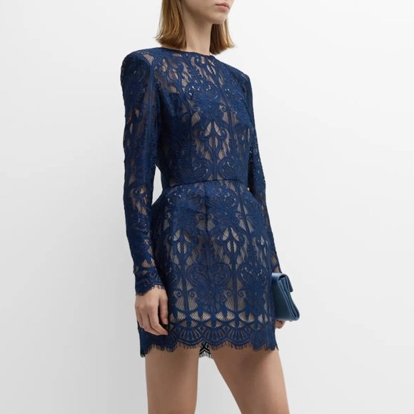 Bronx and Banco Dresses & Skirts - Bronx and Banco Long Sleeve Navy Lace Casey Mini